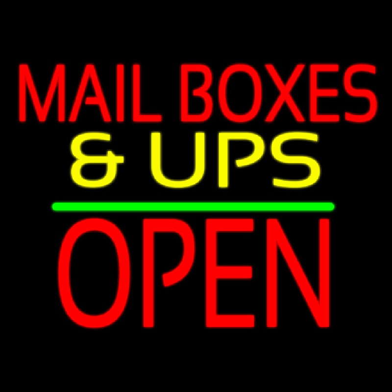 Mail Bo es And Ups Open Block Green Line Neonreclame