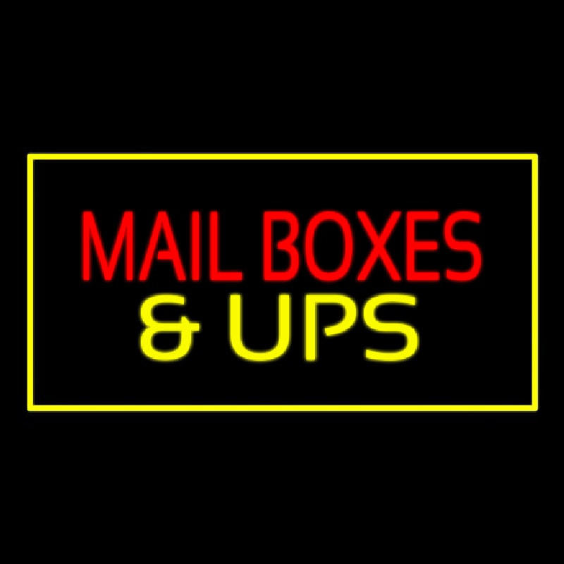 Mail Bo es And Ups Rectangle Yellow Neonreclame