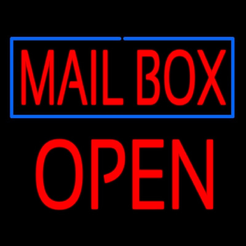 Mailbo  Blue Border Open Block Neonreclame