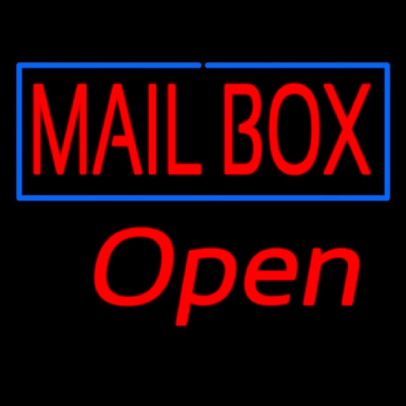 Mailbo  Blue Border Open Neonreclame