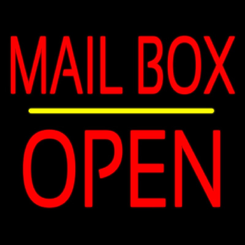 Mailbo  Open Block Yellow Line Neonreclame