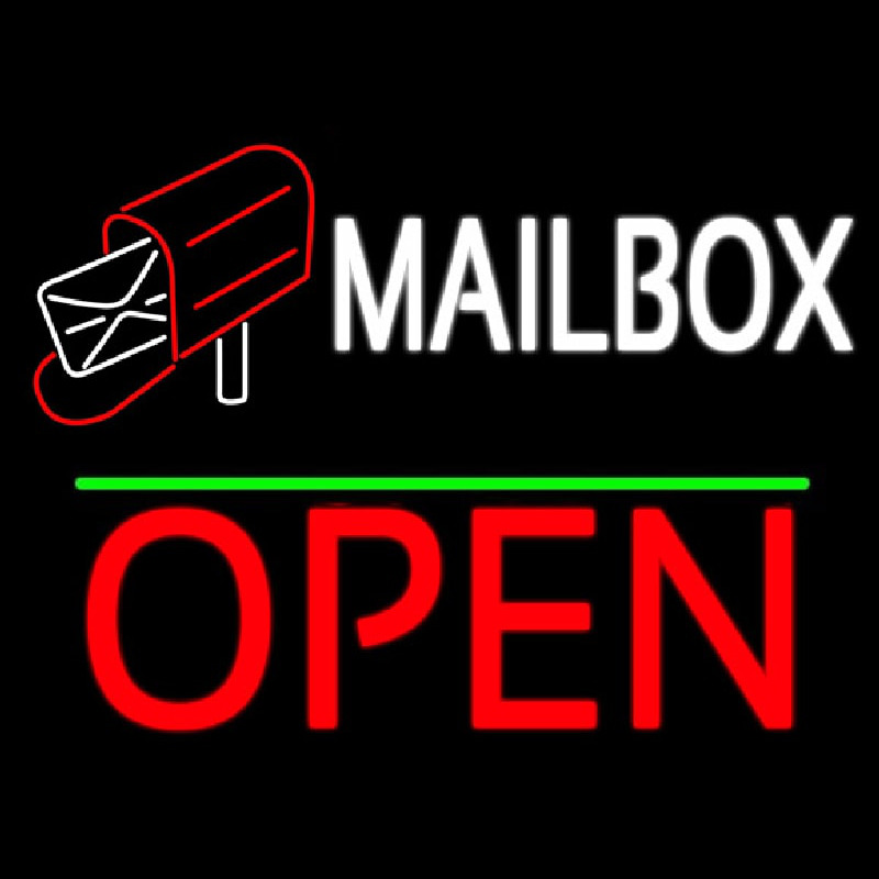 Mailbo  Red Logo With Open 1 Neonreclame