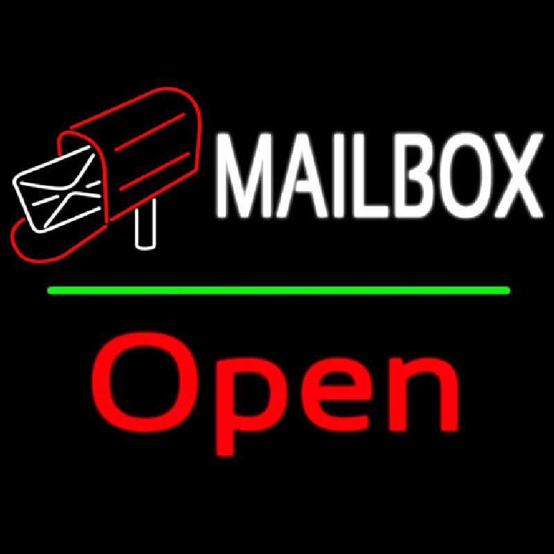 Mailbo  Red Logo With Open 2 Neonreclame