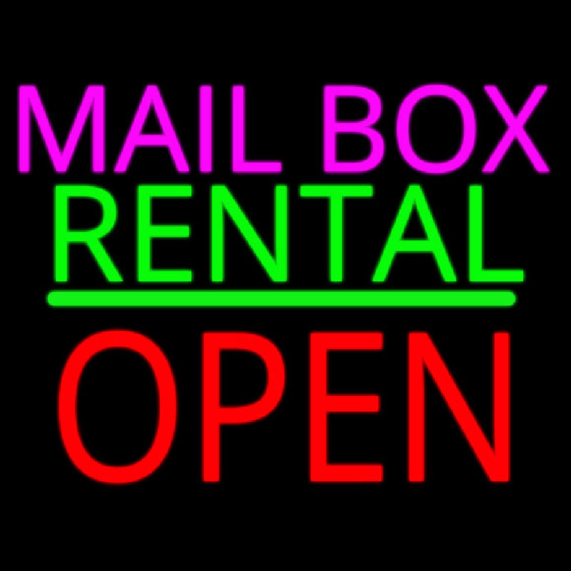 Mailbo  Rental Block Open Green Line Neonreclame