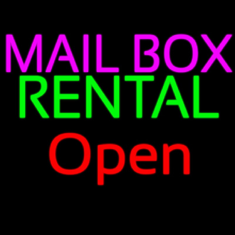 Mailbo  Rental Block Open Neonreclame