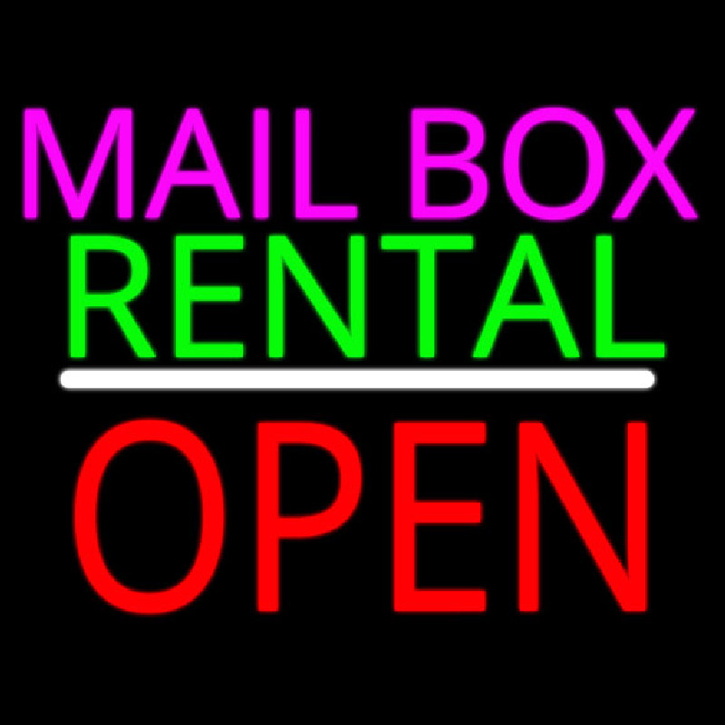 Mailbo  Rental Open Block White Line Neonreclame