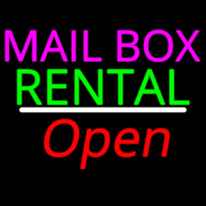 Mailbo  Rental White Line Open Neonreclame