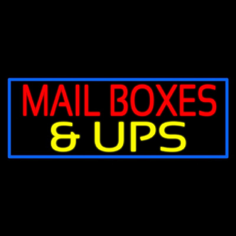 Mailbo es And Ups Block Blue Border Neonreclame