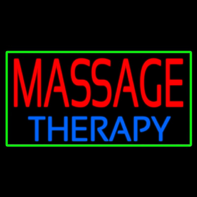 Massage Therapy With Green Border Neonreclame