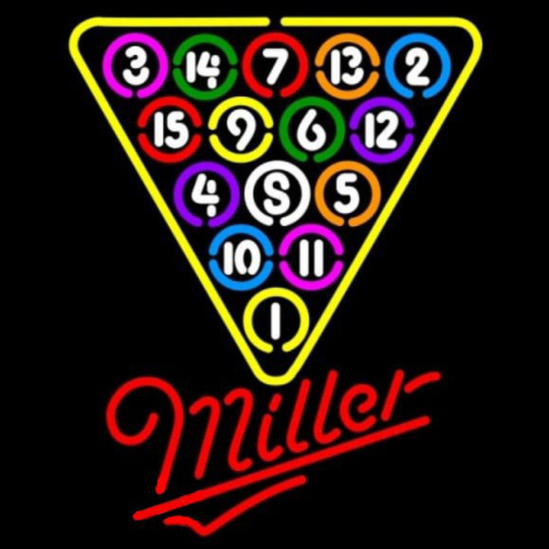 Miller 15 Ball Billiards Pool Beer Sign Neonreclame