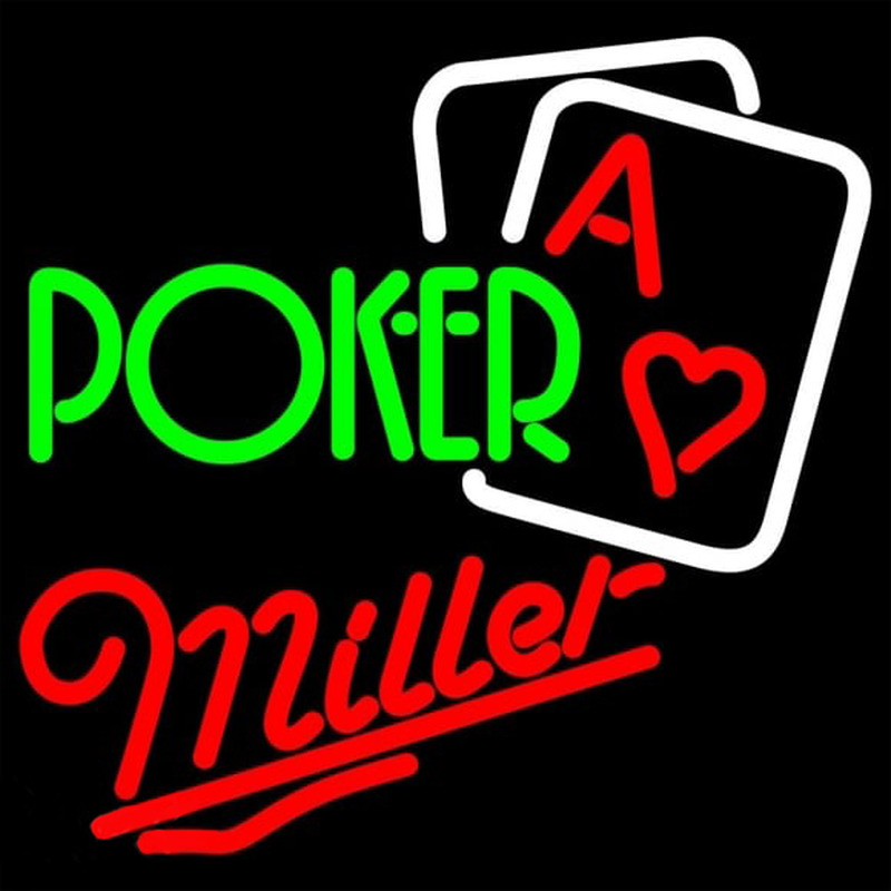 Miller Green Poker Beer Sign Neonreclame