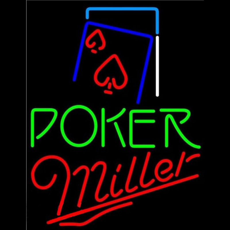 Miller Green Poker Red Heart Beer Sign Neonreclame