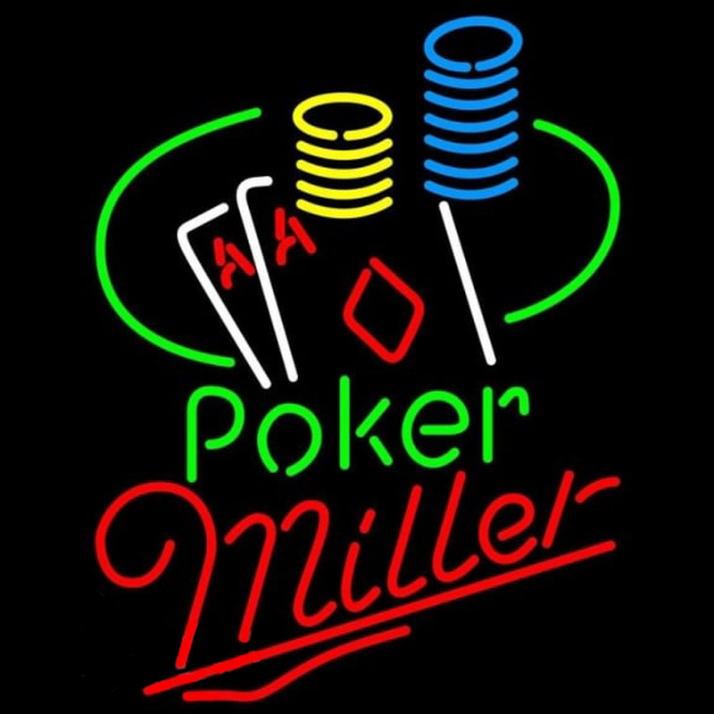 Miller Poker Ace Coin Table Beer Sign Neonreclame