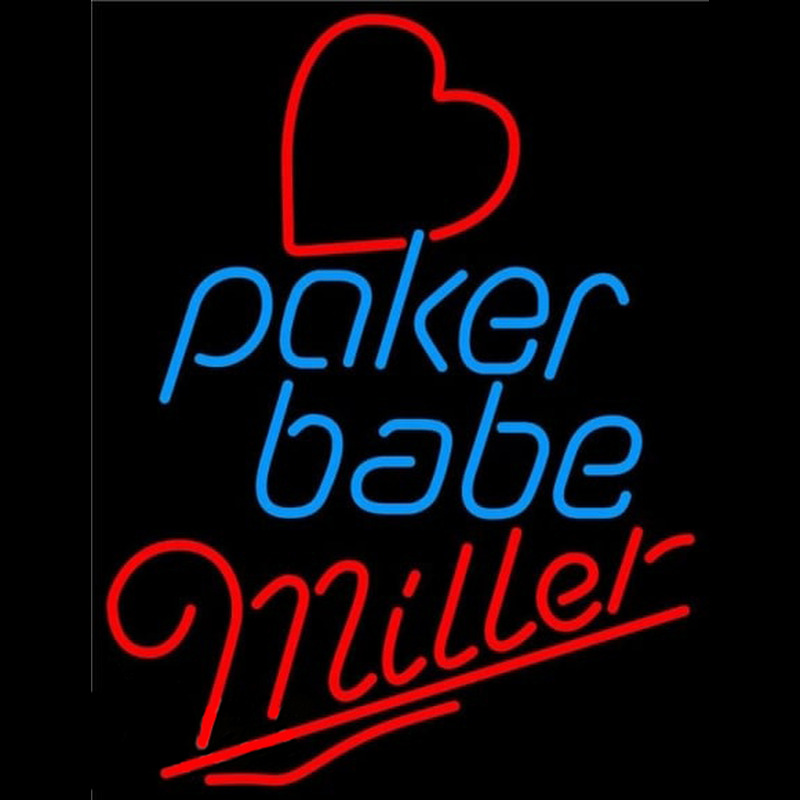 Miller Poker Girl Heart Babe Beer Sign Neonreclame