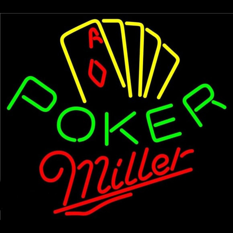 Miller Poker Yellow Beer Sign Neonreclame