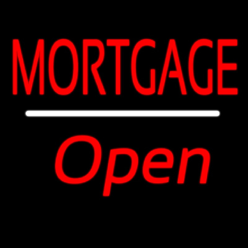 Mortgage Open White Line Neonreclame