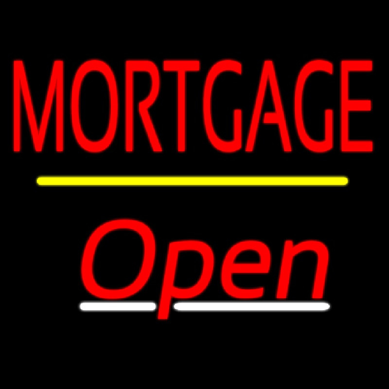 Mortgage Open Yellow Line Neonreclame