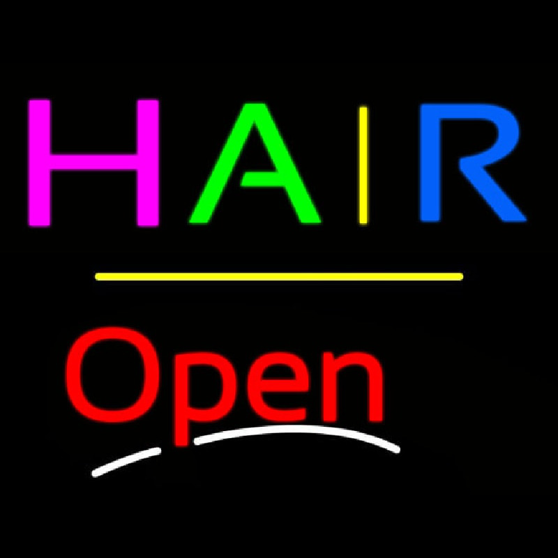 Multi Colored Hair Open Yellow Line Neonreclame