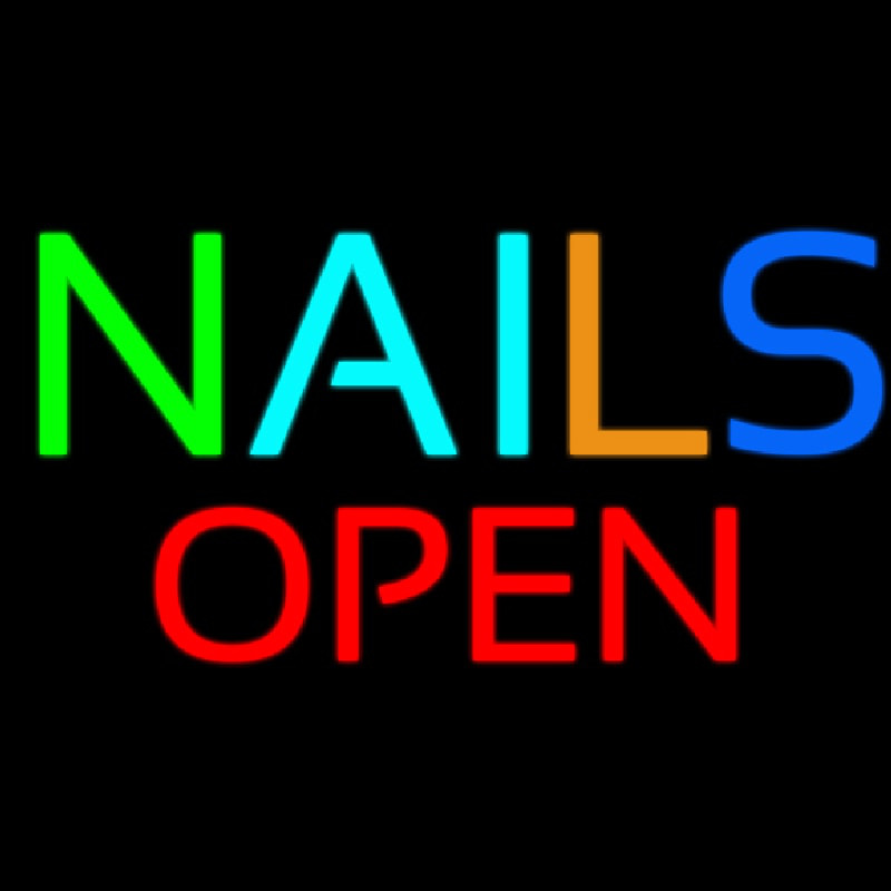 Multi Colored Nails Red Open Neonreclame