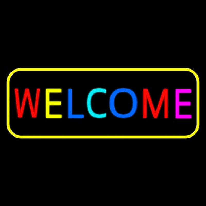 Multi Colored Welcome Bar With Yellow Border Neonreclame