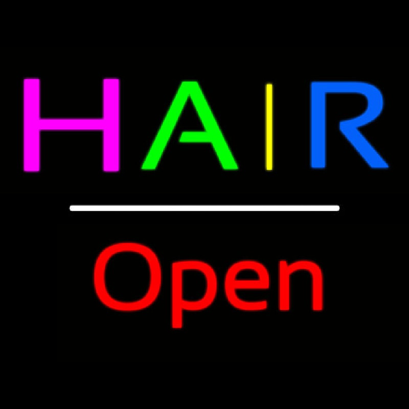 Multicolored Hair Open White Line Neonreclame