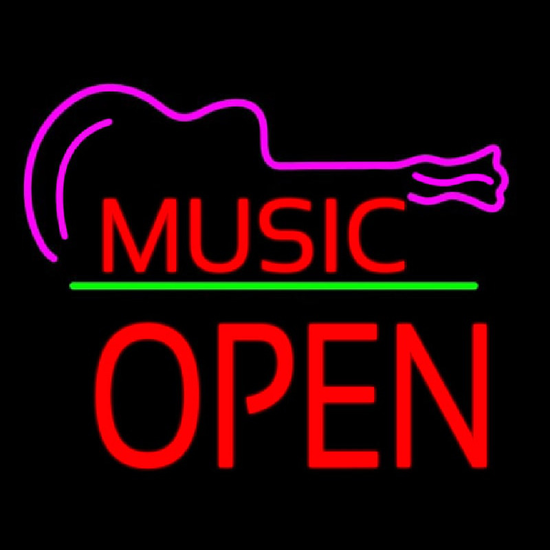 Music Green Line Open Block Neonreclame