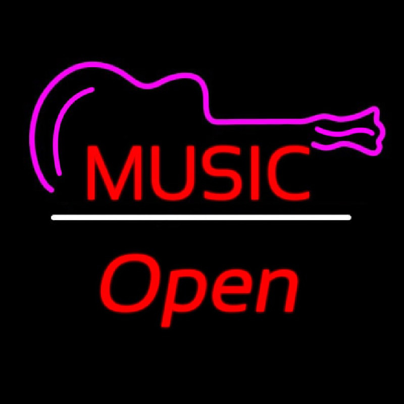 Music Logo Open White Line Neonreclame