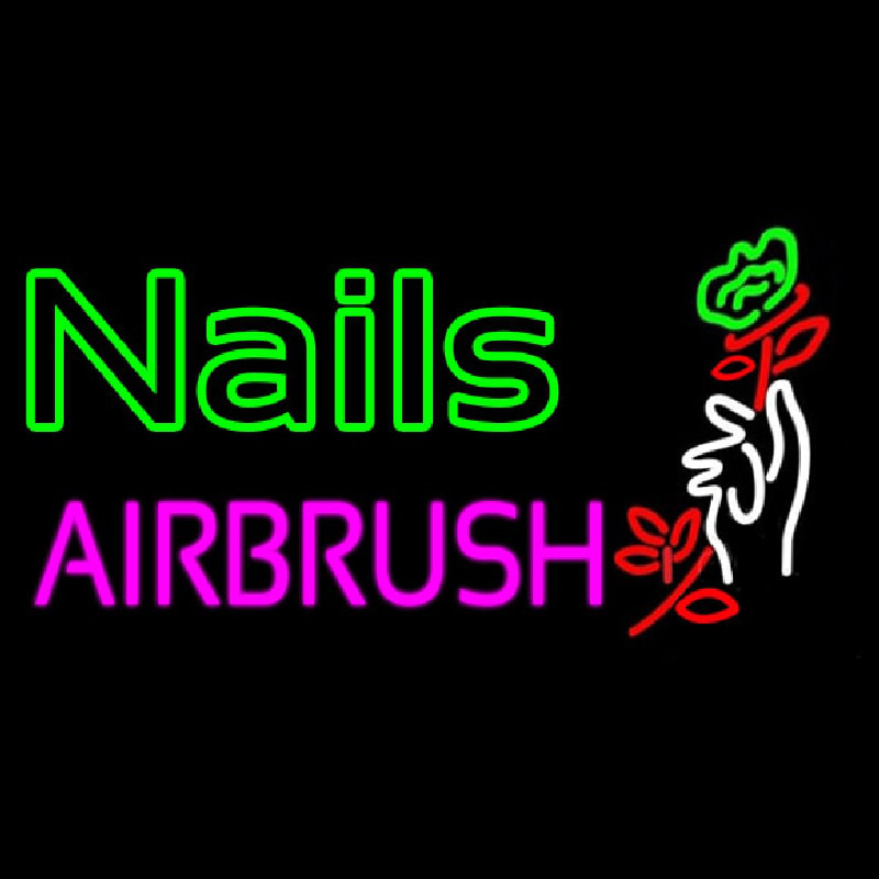 Nails Airbrush With Flower Neonreclame