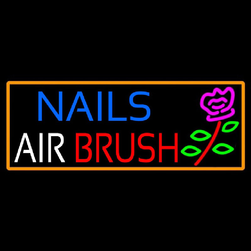 Nails Airbrush With Flower Neonreclame