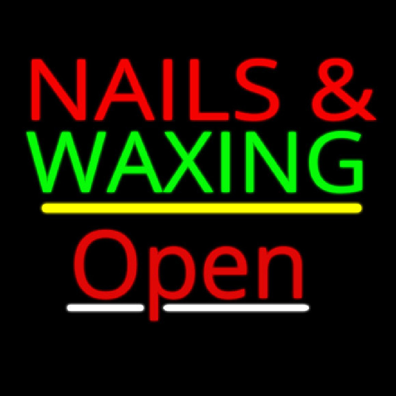 Nails And Wa ing Open Yellow Line Neonreclame