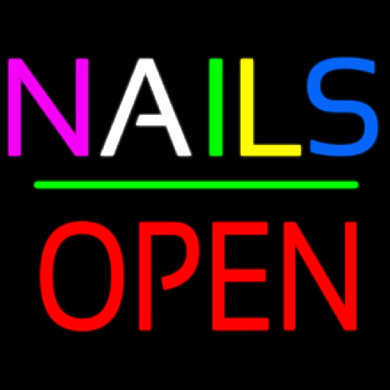 Nails Block Open Green Line Neonreclame