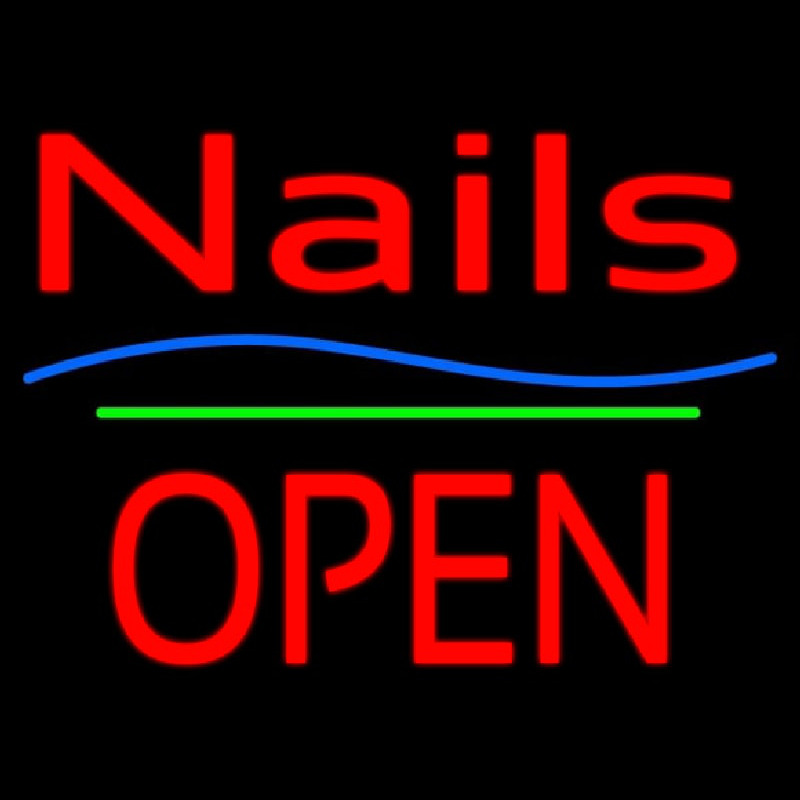 Nails Block Open Green Line Neonreclame