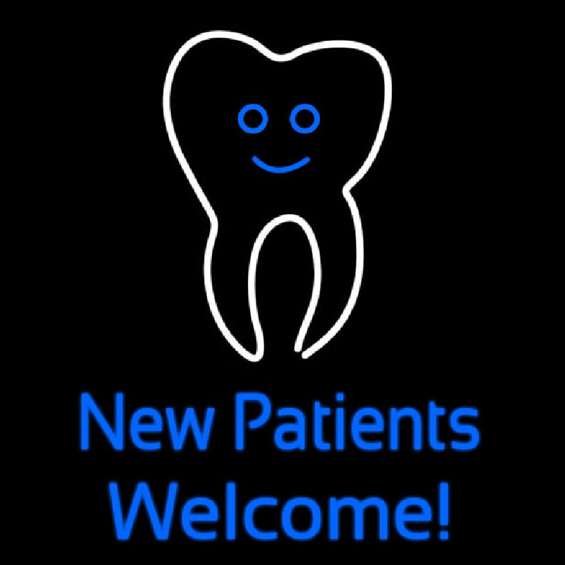 New Patients With Tooth Logo Neonreclame