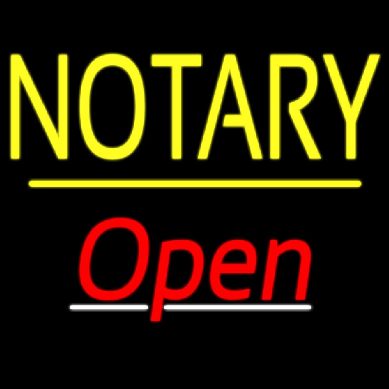 Notary Open Yellow Line Neonreclame