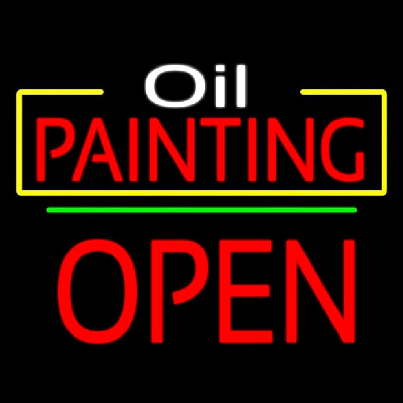 Oil Painting Open Green Line Neonreclame