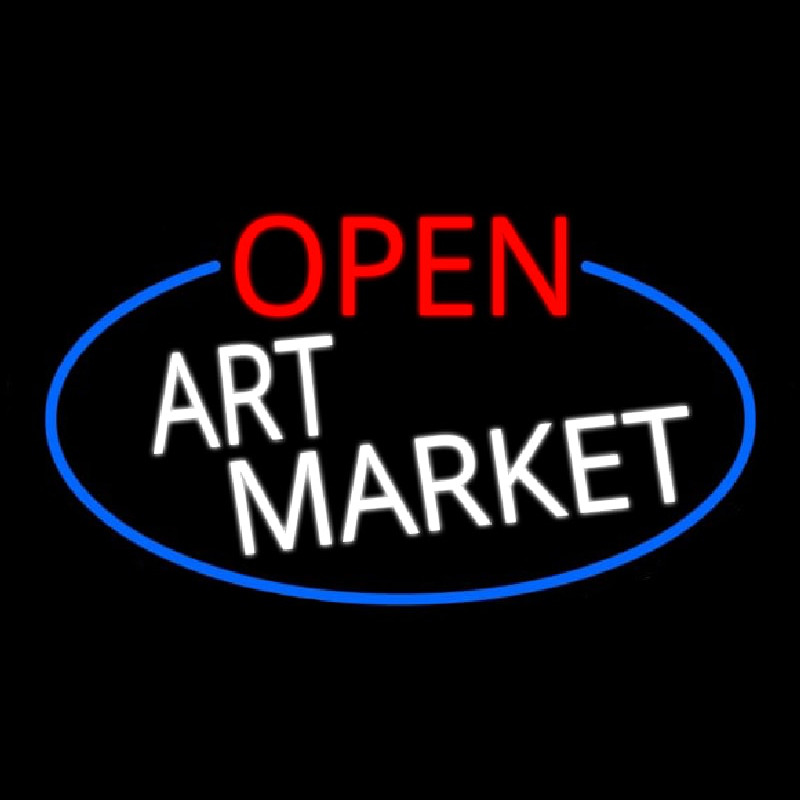 Open Art Market Oval With Blue Border Neonreclame