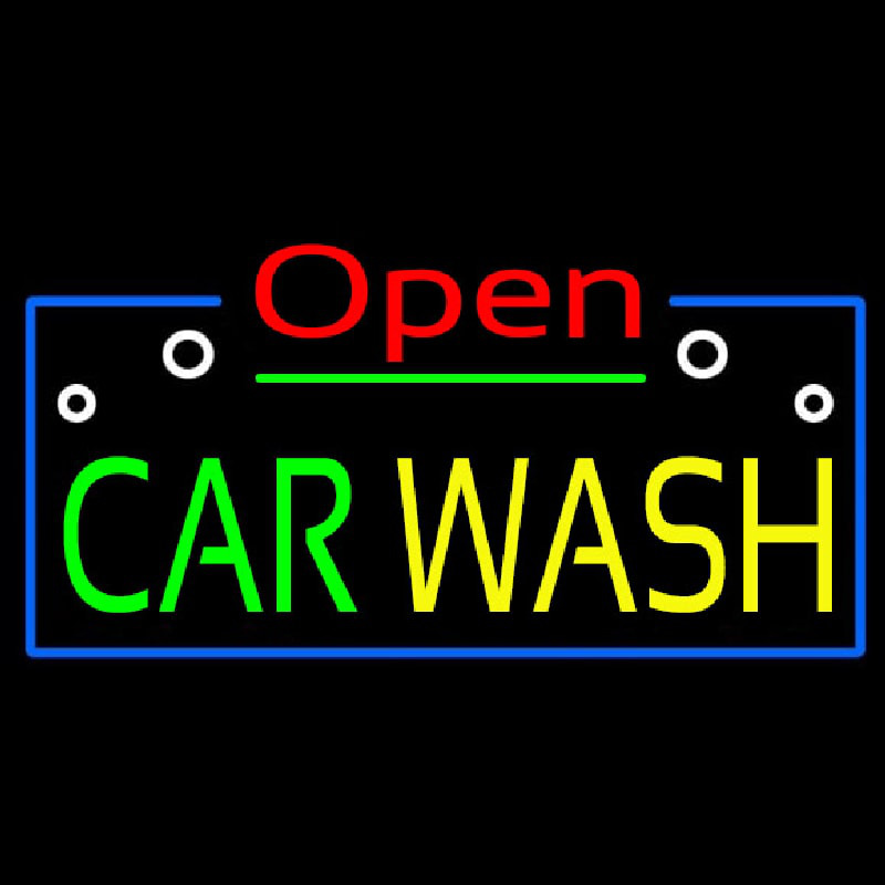 Open Car Wash Block Neonreclame