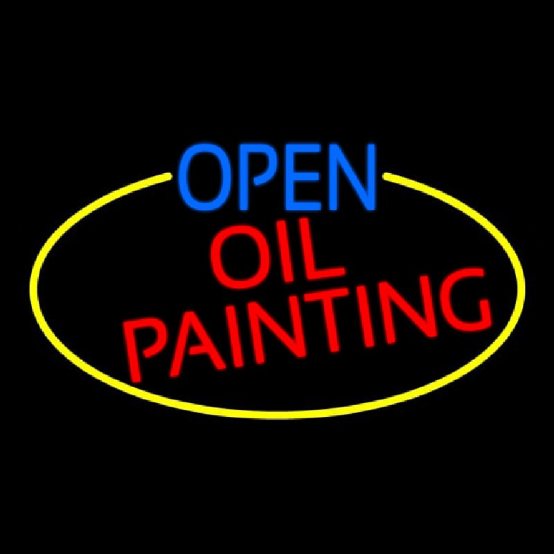 Open Oil Painting Oval With Yellow Border Neonreclame