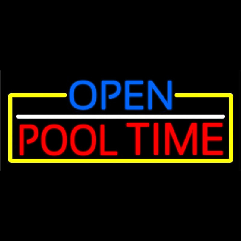 Open Pool Time With Yellow Border Neonreclame