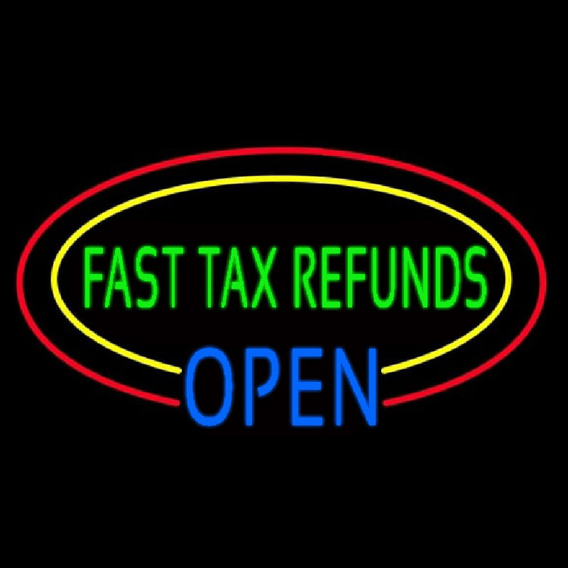 Oval Fast Ta  Refunds Blue Open Neonreclame