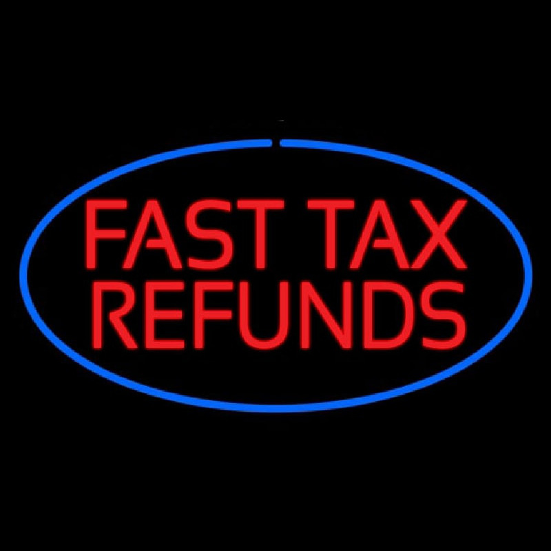 Oval Red Fast Ta  Refunds Blue Border Neonreclame