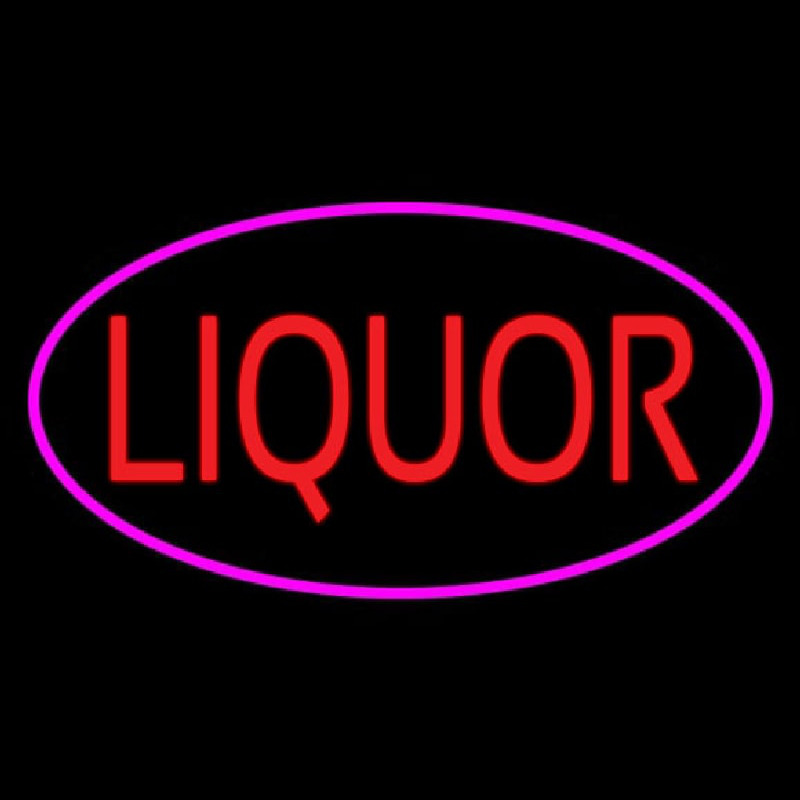 Oval Red Liquor Pink Border Neonreclame