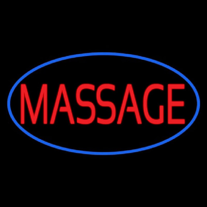 Oval Red Massage Blue Border Neonreclame