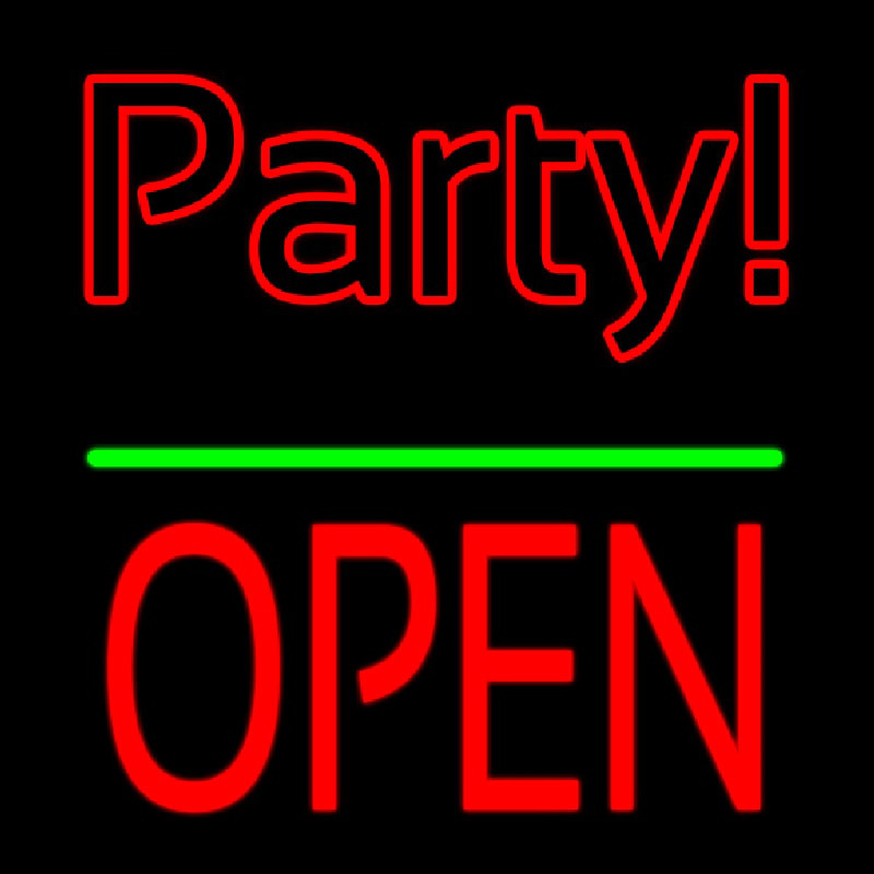 Party Open Block Green Line Neonreclame