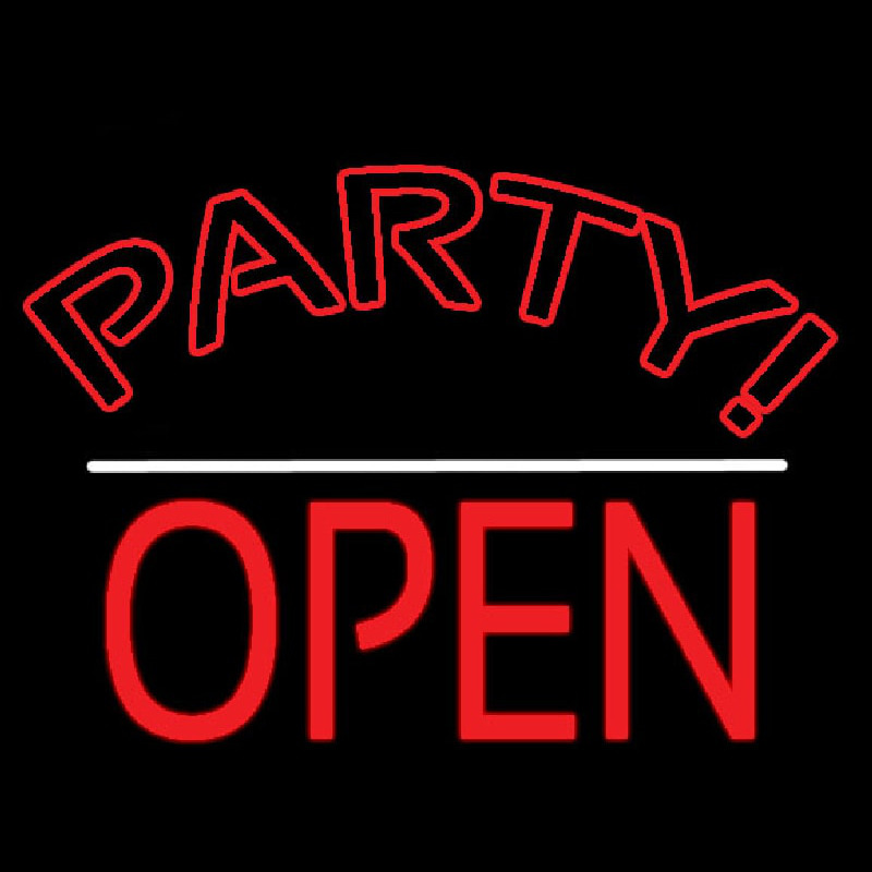 Party Open White Line Neonreclame