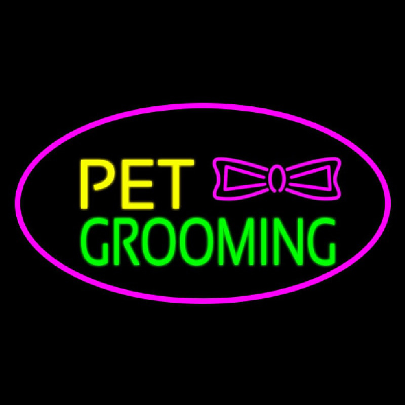 Pet Grooming Logo Oval Purple Neonreclame