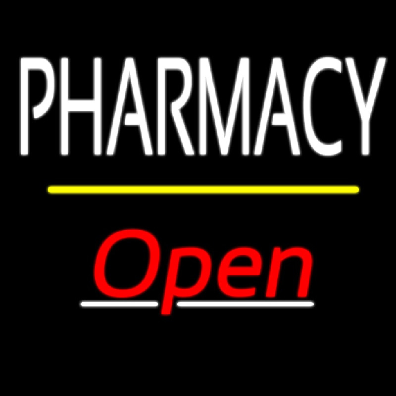 Pharmacy Open Yellow Line Neonreclame