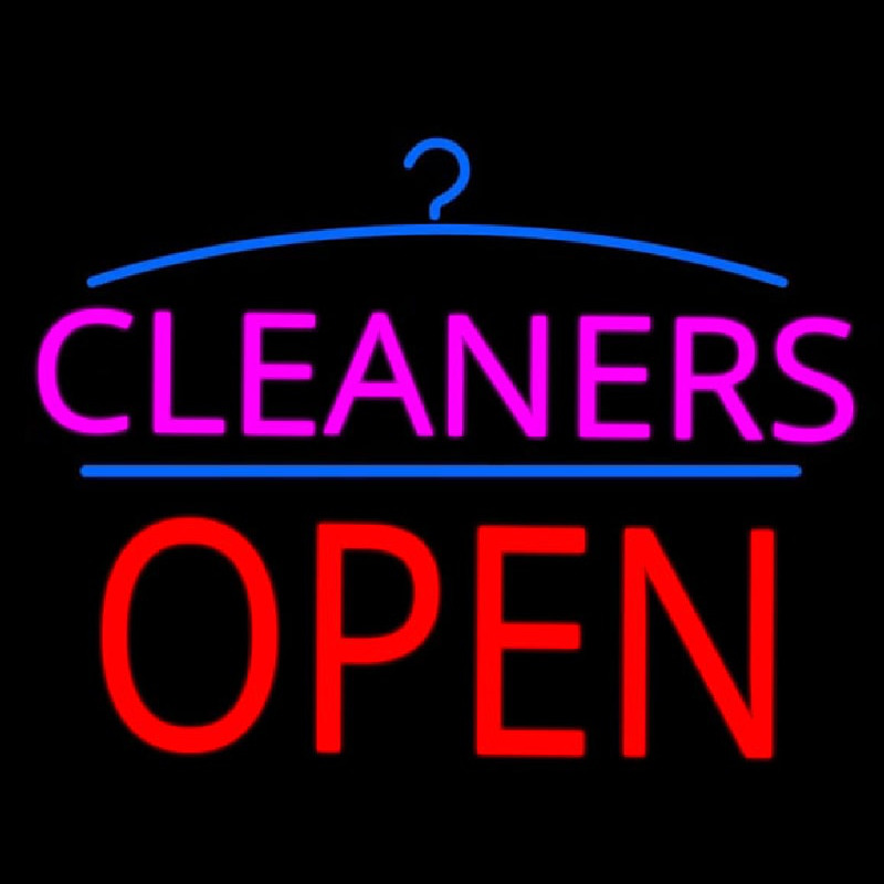 Pink Cleaners Block Red Open Logo Neonreclame