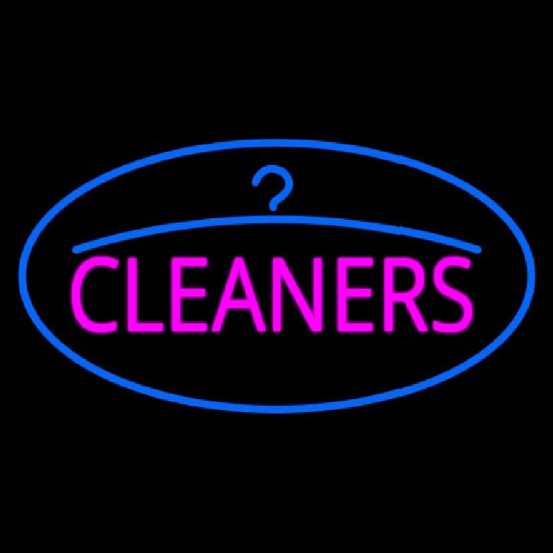 Pink Cleaners Oval Blue Logo Neonreclame