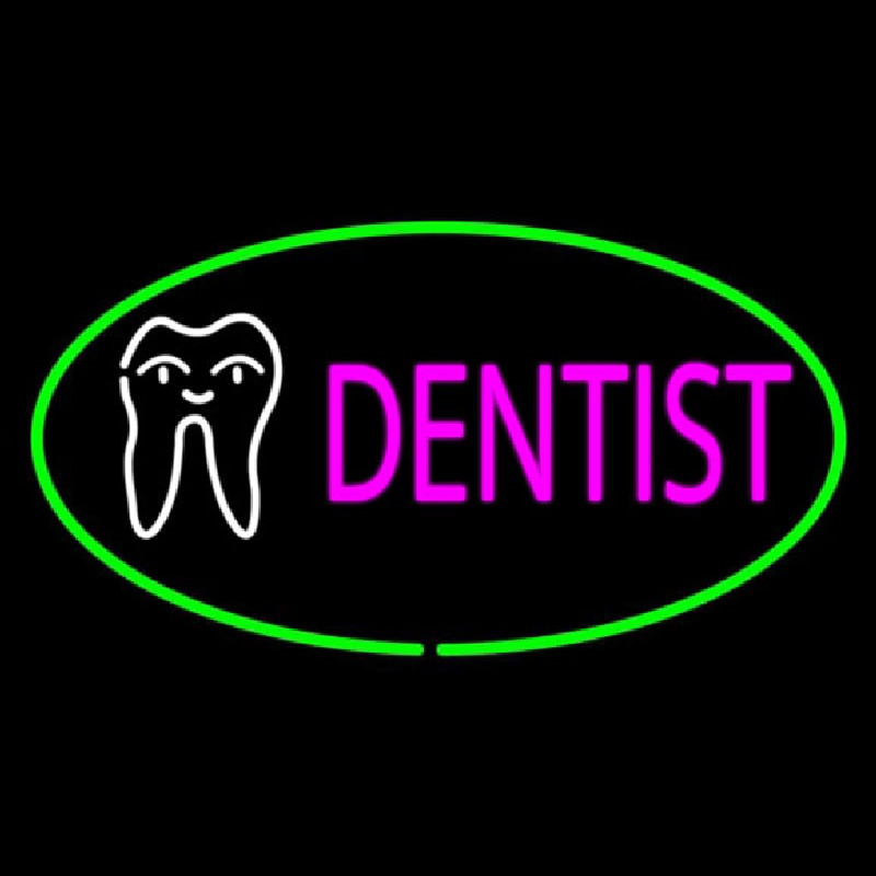 Pink Dentist Oval Green Neonreclame